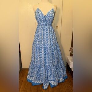 Flying tomato Blue white Patterned Maxi Dress sm
